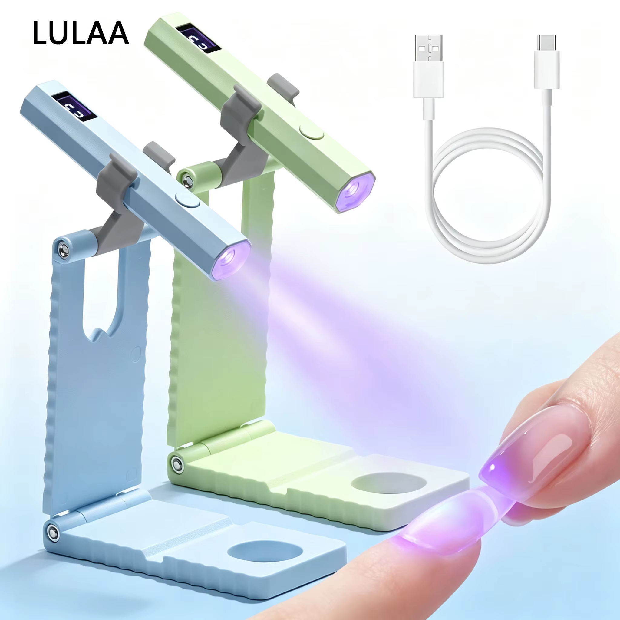 Lampe à LED UV réglable LULAA, rechargeable, portable, pour le séchage du gel, mini-séchoir à ongles, pour salon et manucure DIY