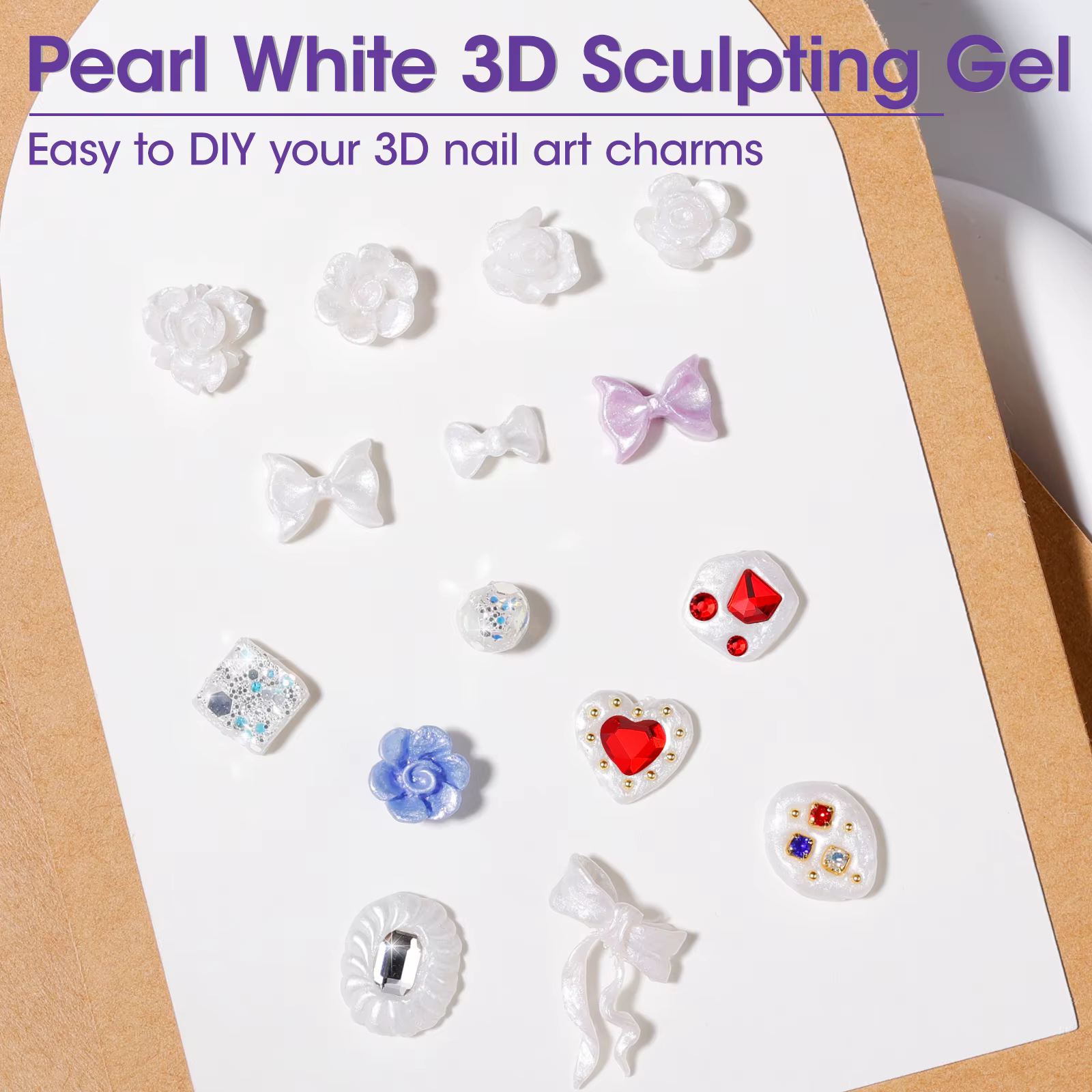 Kit de Gel Sculptant 3D pour Ongles 30g Blanc Nacré
