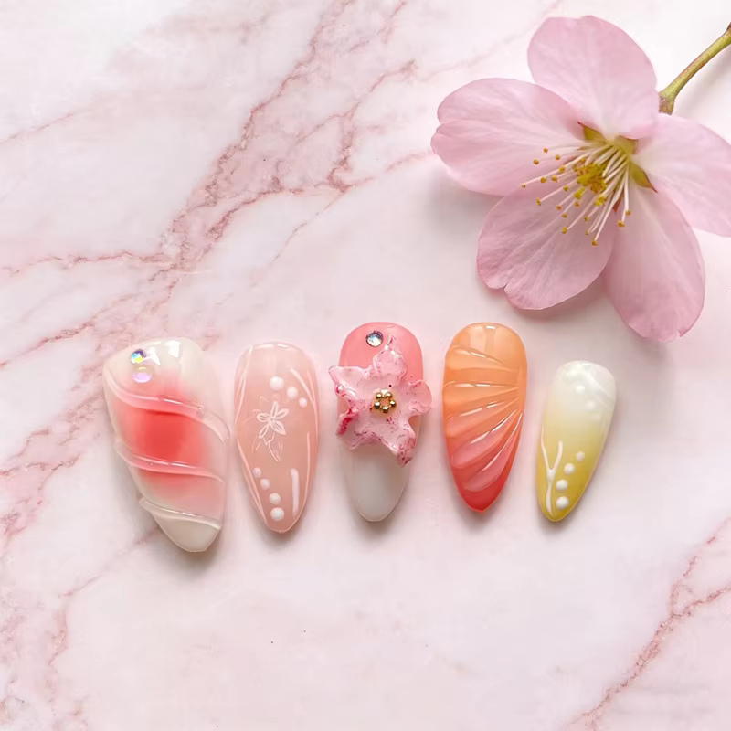 10 faux ongles press-on faits main