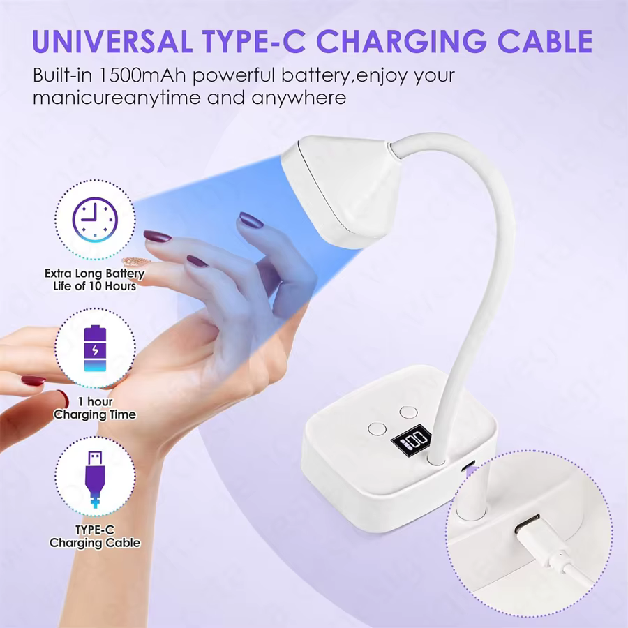 Lampe uv led ongles professionnel sans fil rechargeable