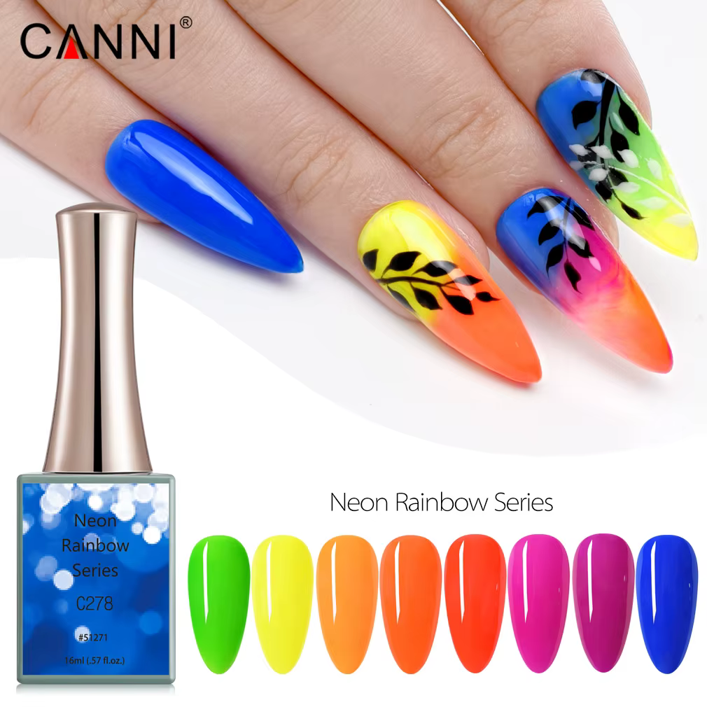 CANSettlement-Verhéritage à ongles néon arc-en-ciel
