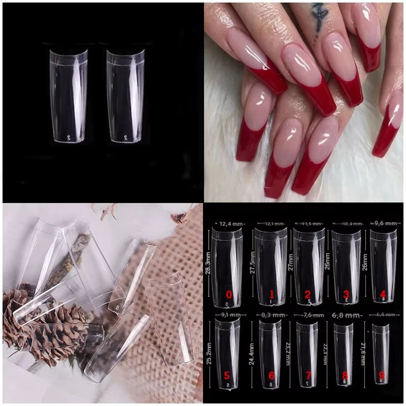 100 pièces acrylique Transparent blanc artificiel ongles conseils conception française Nature Capsules pour manucure
