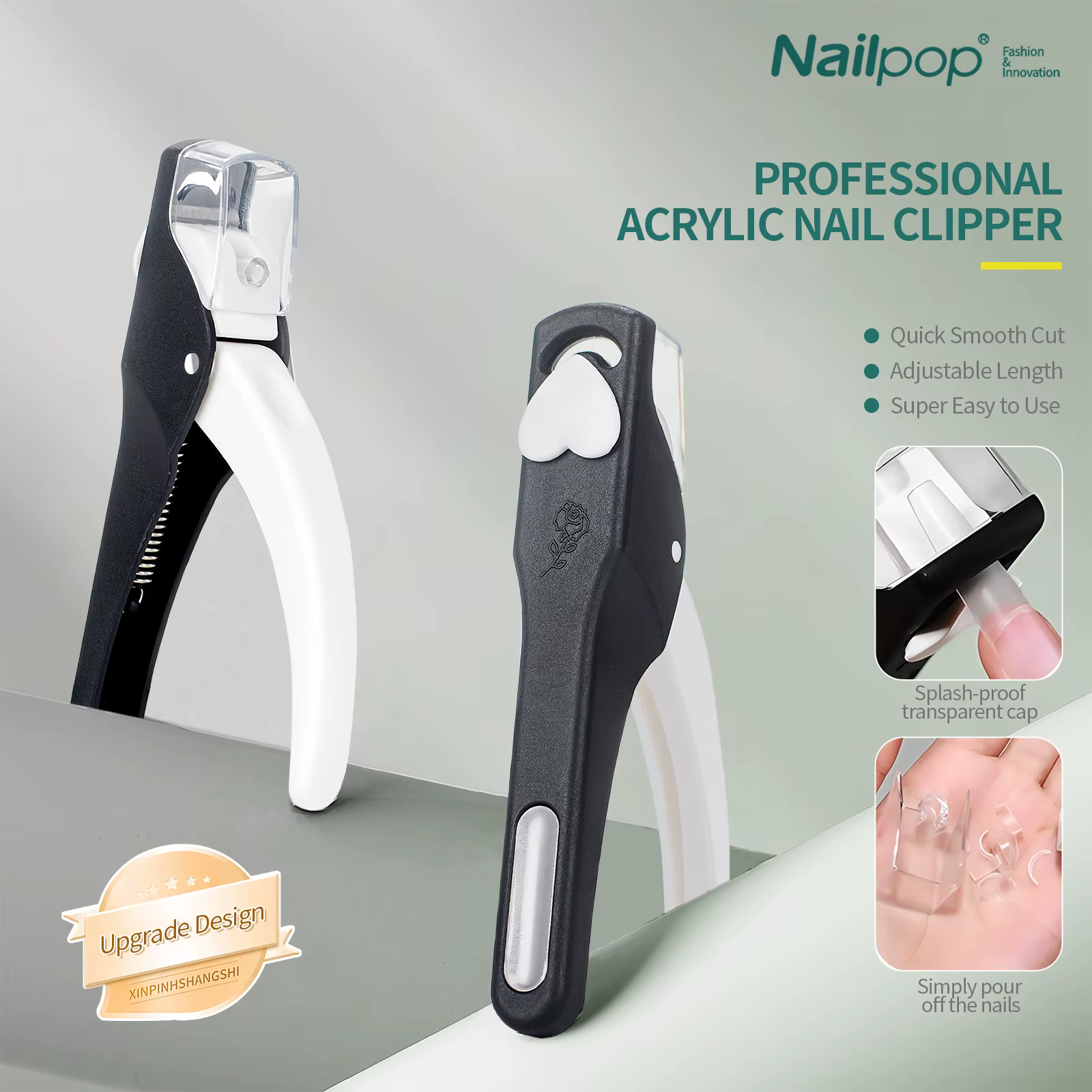 NAILPOP coupe-ongles acrylique réglable avec Sizer lame professionnelle en acier inoxydable