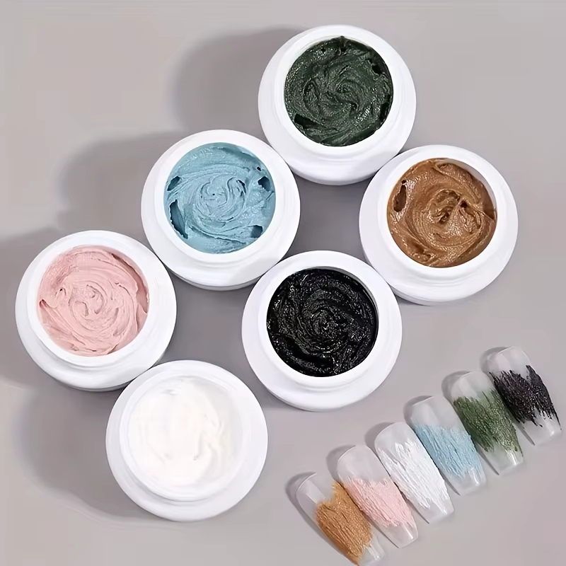 6 couleurs Gel Nail Art plâtre effet 3D sable Texture pas besoin couche de finition Gel vernis UV