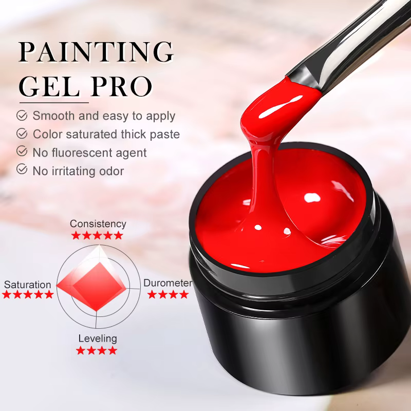 BORN PRETTY Gel de Peinture Blanc et Noir 5ml Professionnel Super Texture pour Dessin de Lignes et Fleurs
