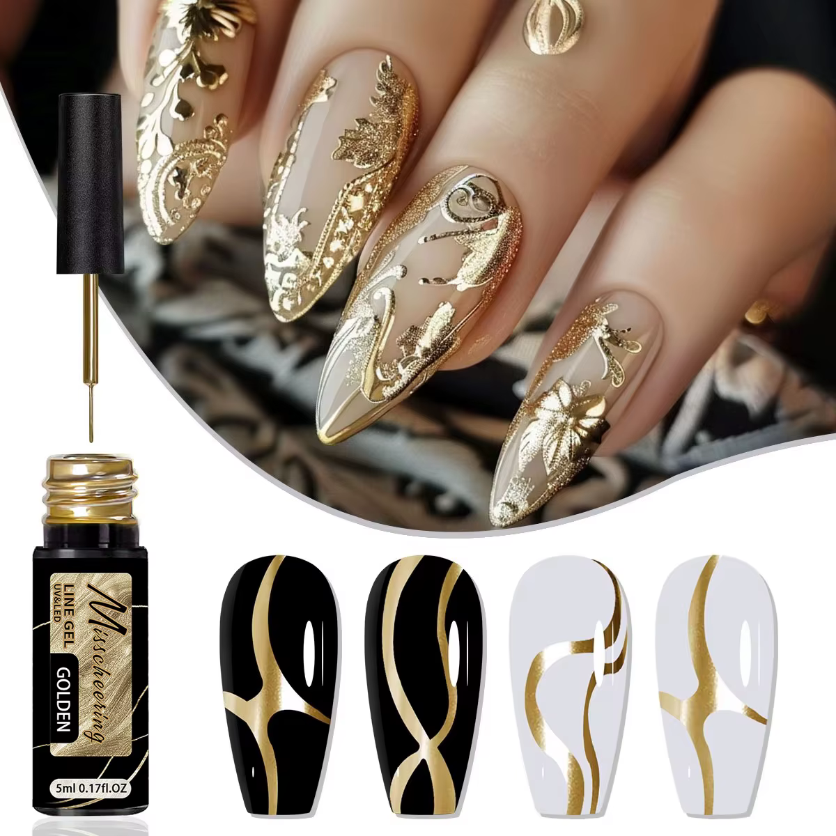 Vernis à ongles Gel à revêtement métallique or argent, effet métallique miroir chromé, Super lumineux, UV LED française, Semi-Permanent