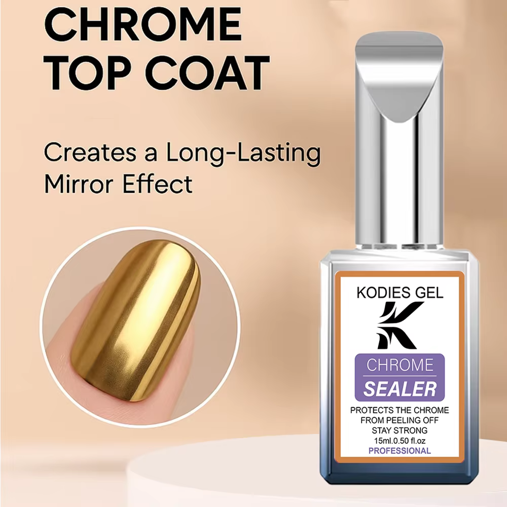 1 pièces clair ongles Chrome couche de finition Gel Vernis