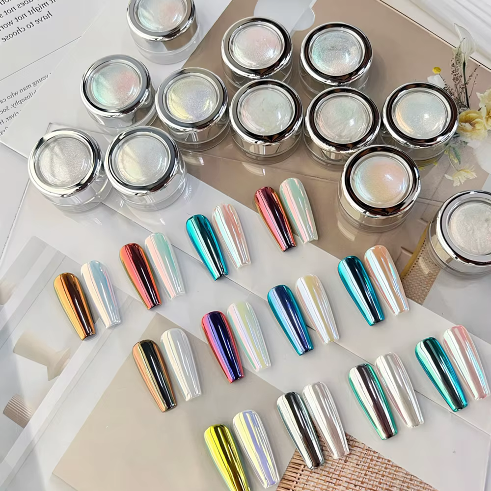 Aurora brillant Super paillettes pour ongles bricolage poudre chromée frottant Fine manucure décoration