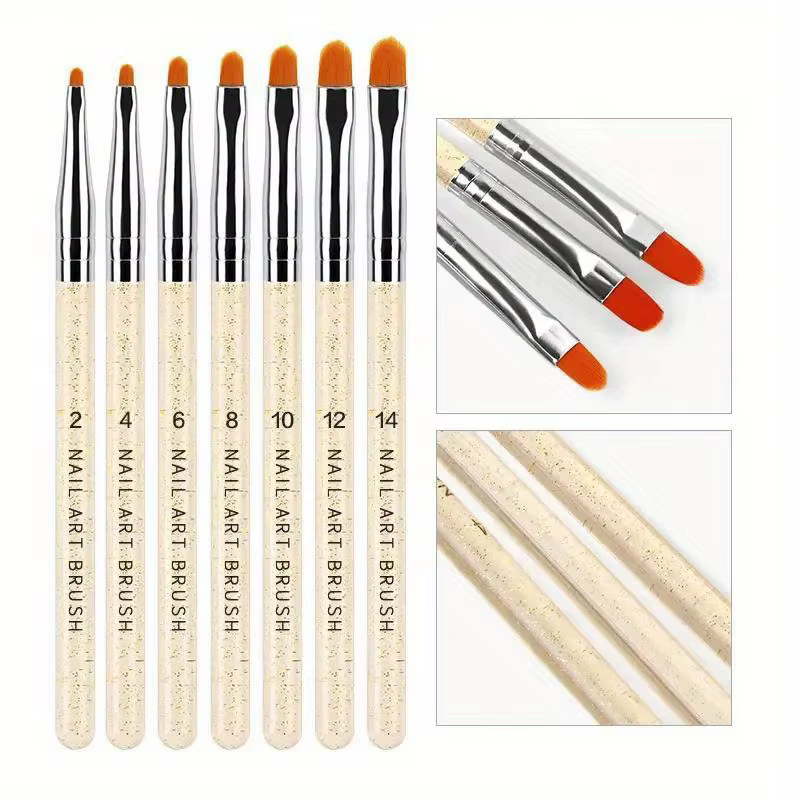 7 pièces/ensemble Nylon cheveux UV Gel acrylique Nail Art constructeur brosse stylo stylos à dessin pour la conception des ongles fournitures pour les professionnels