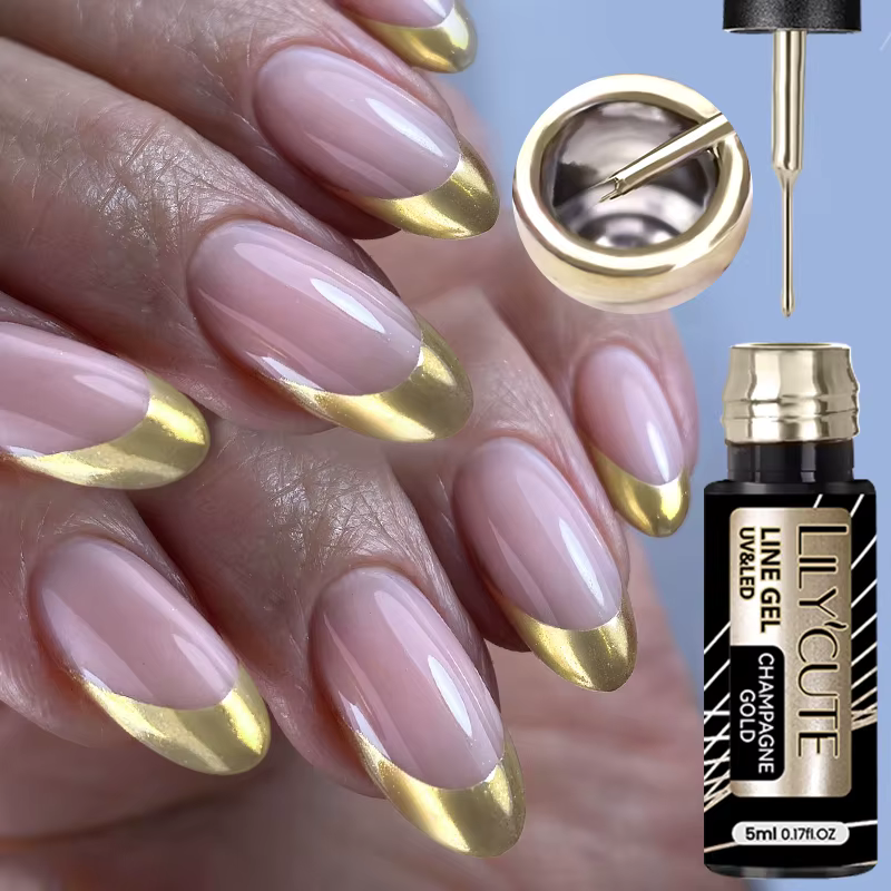 LILYCUTE 5ML peinture métallique Liner Gel vernis à ongles Super brillant or argent miroir dessin Gel Semi Permanent