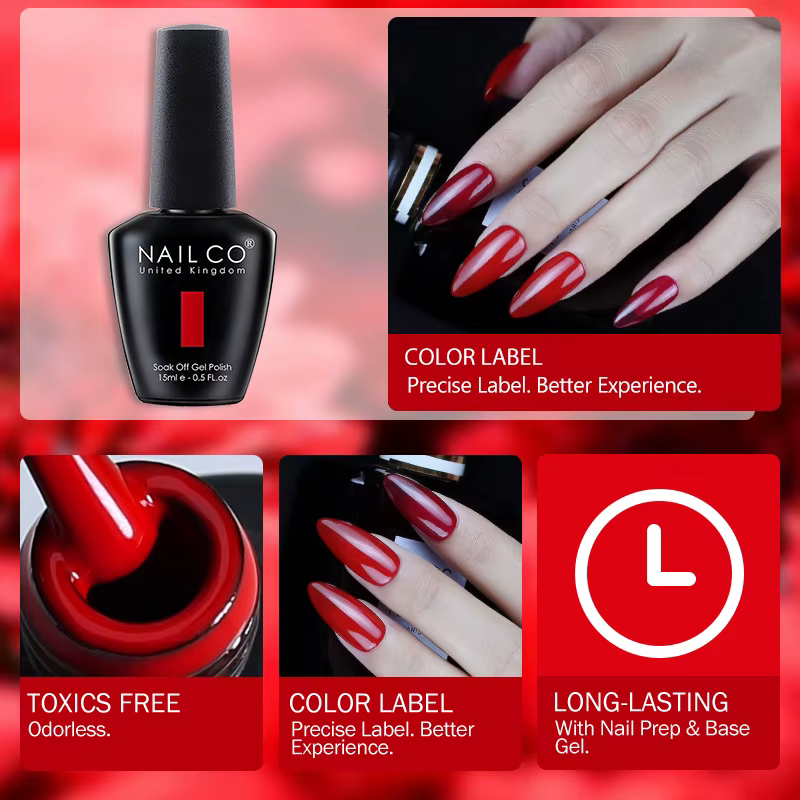 NAILCO rouge Gel vernis à ongles vin violet Semi Permanent tremper UV Gel