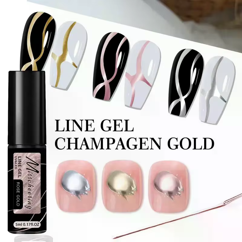 Vernis à ongles gel métallique doré argenté