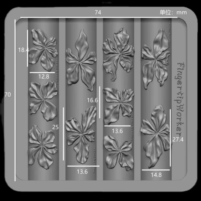 Moule à ongles en silicone motif pétales de fleurs printanières