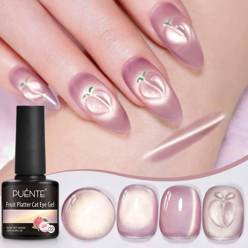 PUENTE série de fruits chat Gel magnétique vernis à ongles été vert violet rose oeil