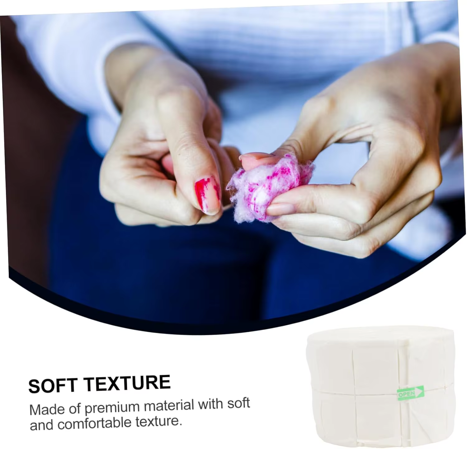 300 pièces/rouleau dissolvant de vernis à ongles tampons de coton blanc déchiré non pelucheux lingettes