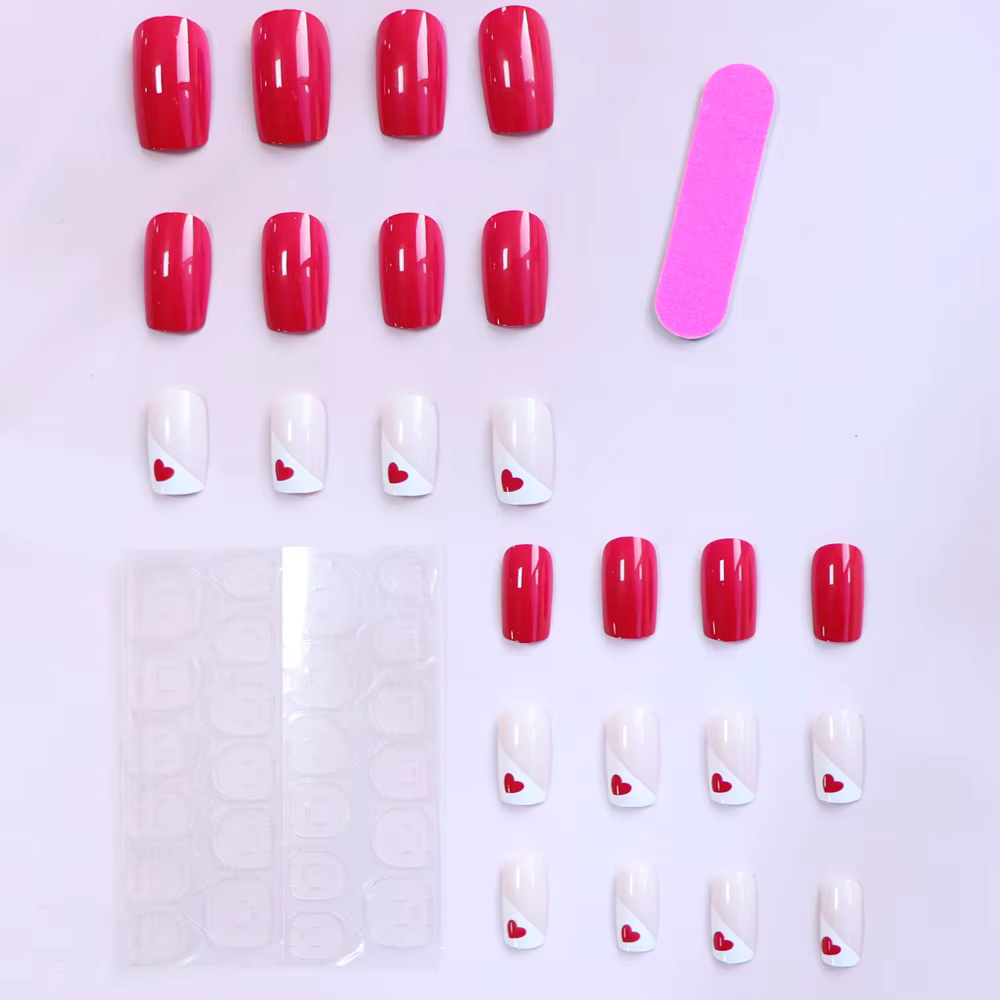 ARTAUG 24 pièces court carré presse sur ongles violet rose
