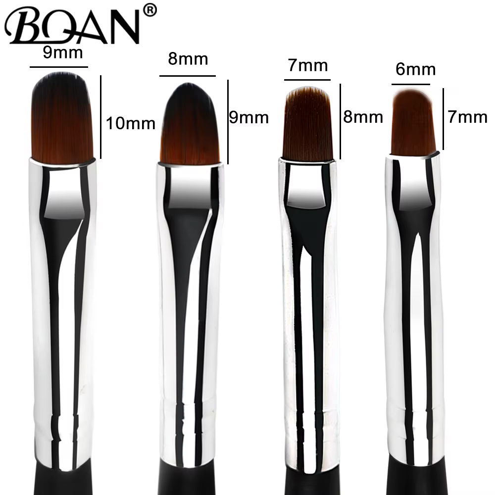 BQAN # 4 # 6 # 8 # 10 Pinceaux à ongles noirs pour gel UV