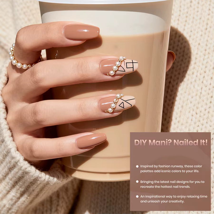 Lot de 6 vernis à ongles en gel couleur thé au lait