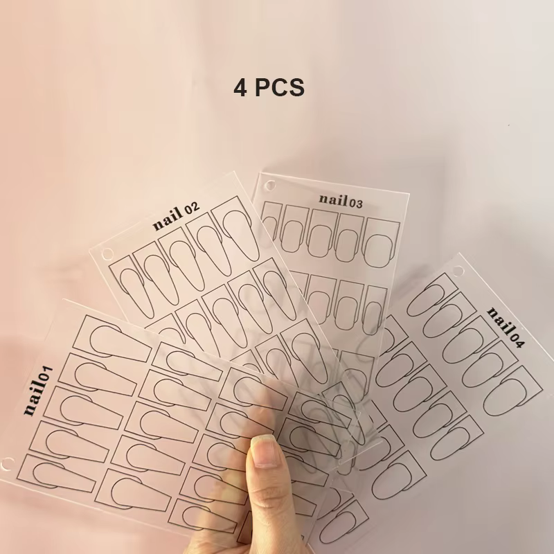 Planche d'entraînement au nail art 4 formes, modèle de conception d'ongles, outil de pratique de manucure pour étudiants en salon et DIY
