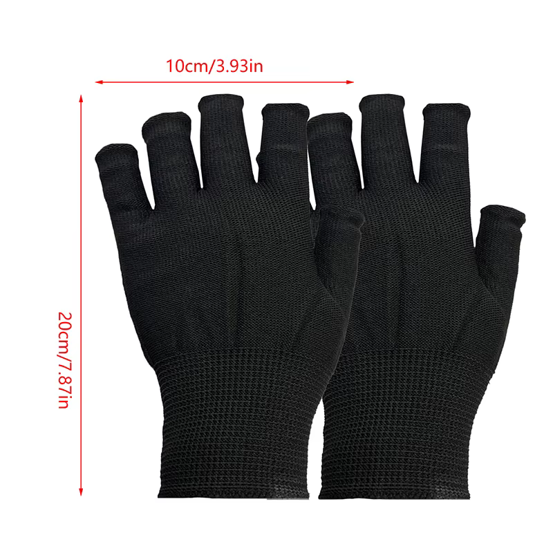 Gants fins anti-UV noirs pour ongles