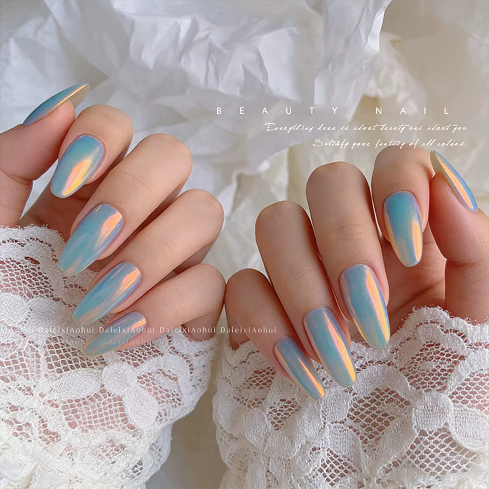 1 pot de poudre à ongles chromée iridescente effet caméléon sirène