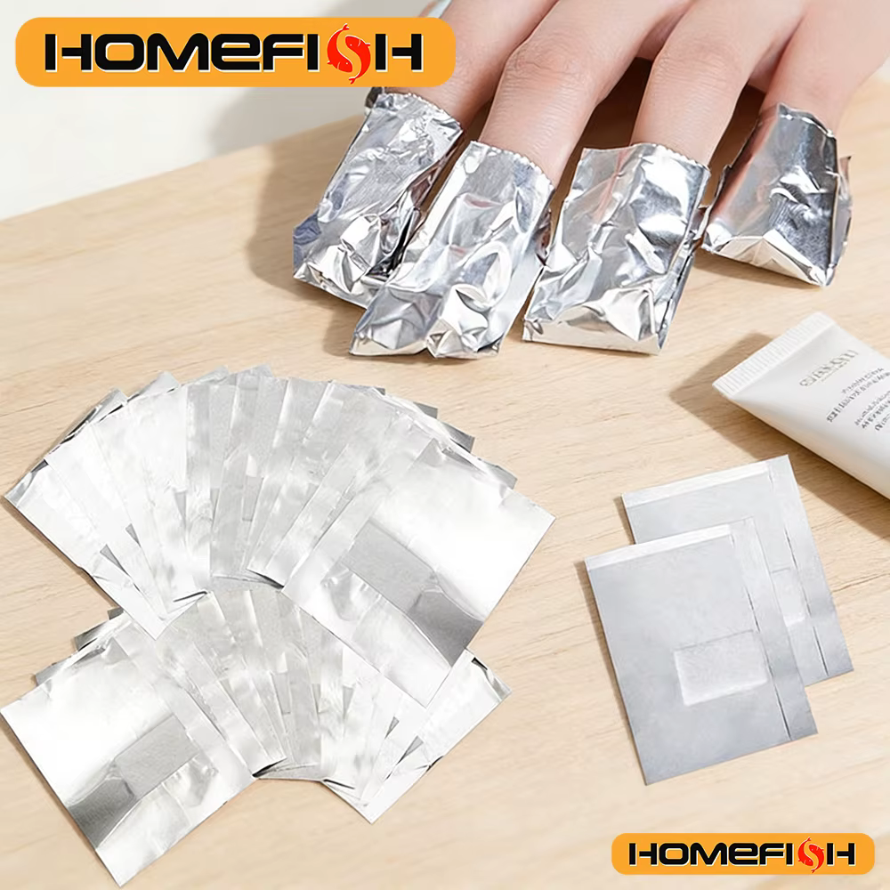 Lot de 100 lingettes en aluminium pour dissolvant de vernis gel