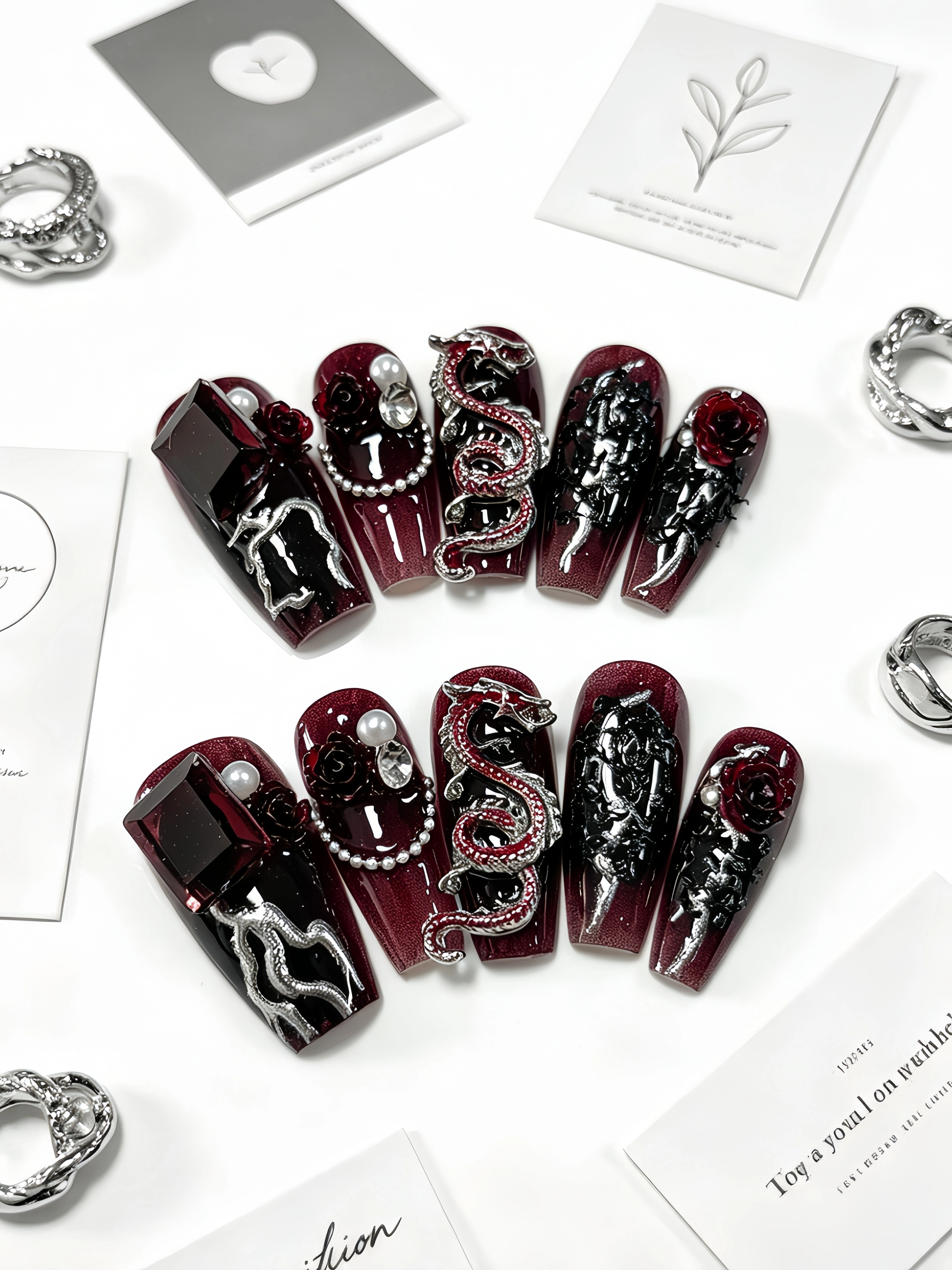 10 faux ongles trapézoïdaux de taille moyenne