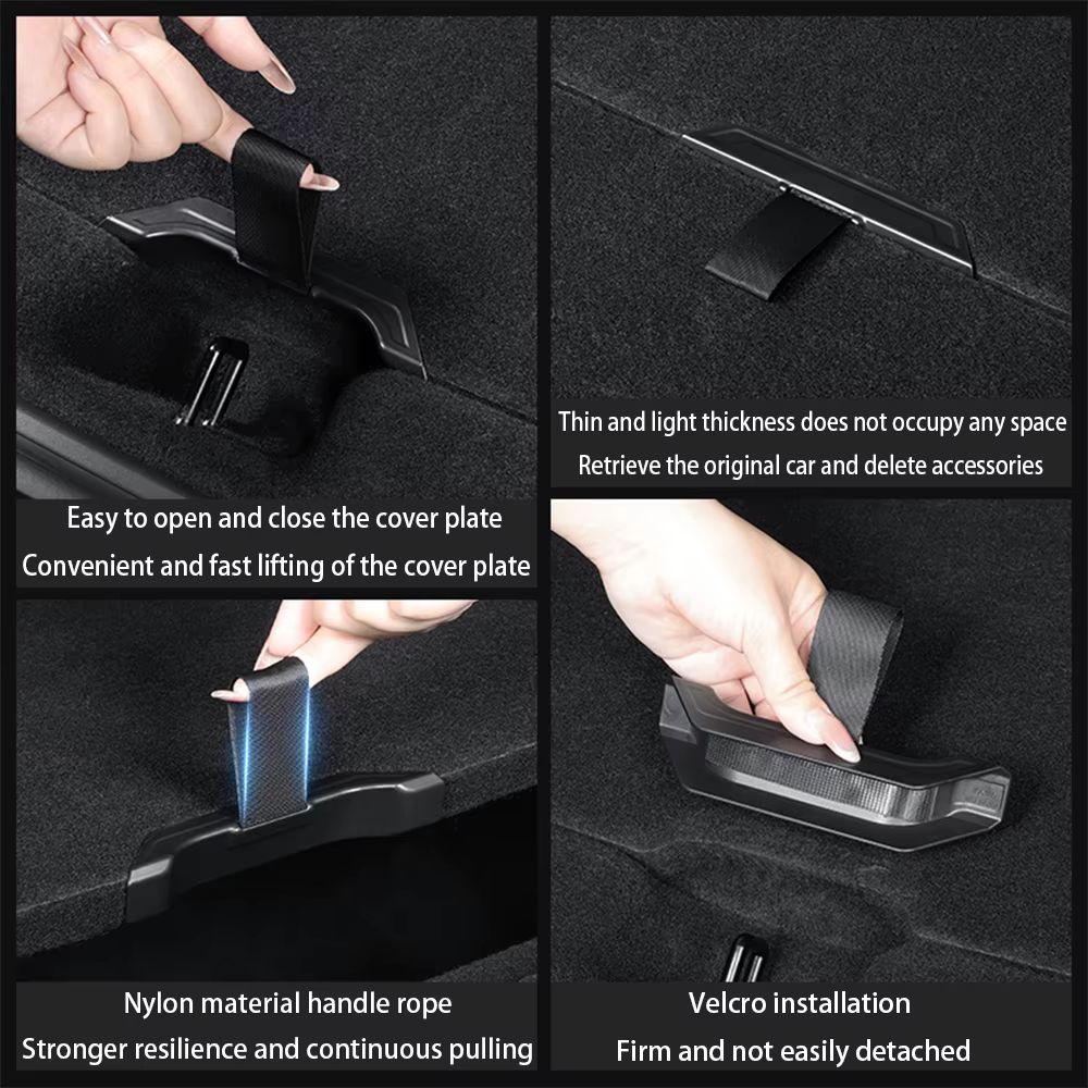 Pour Tesla nouveau modèle Y Juniper 2025 2 pièces couvercle de coffre poignée corde Nylon + ABS couvercle de coffre arrière avant arrière poignée auxiliaire accessoires
