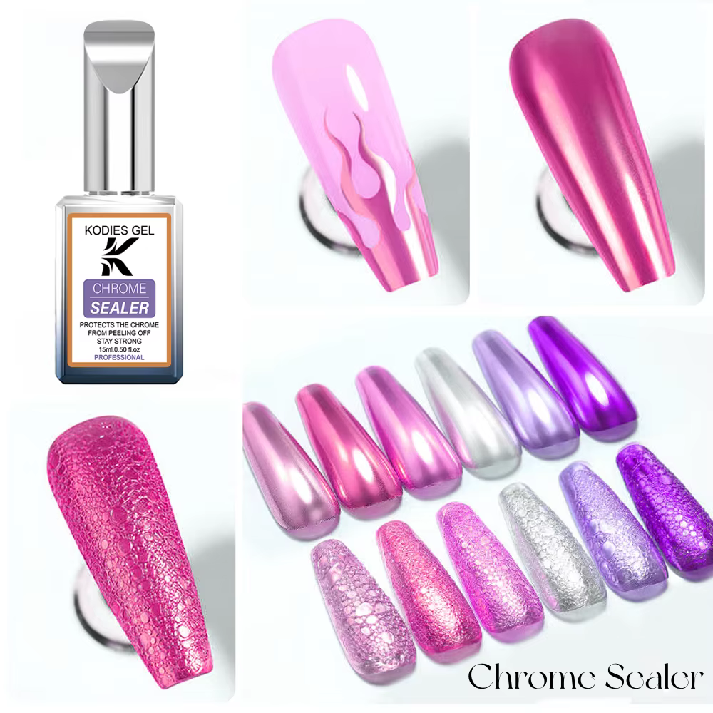 1 pièces clair ongles Chrome couche de finition Gel Vernis