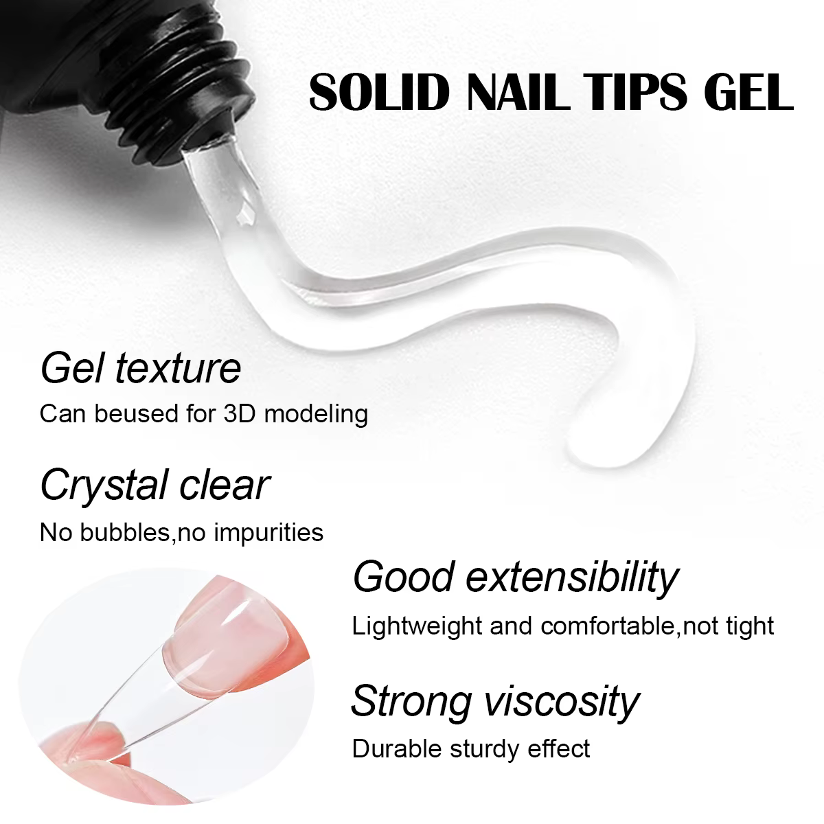 Gel solide pour ongles de 20 ml pour ongles à presser