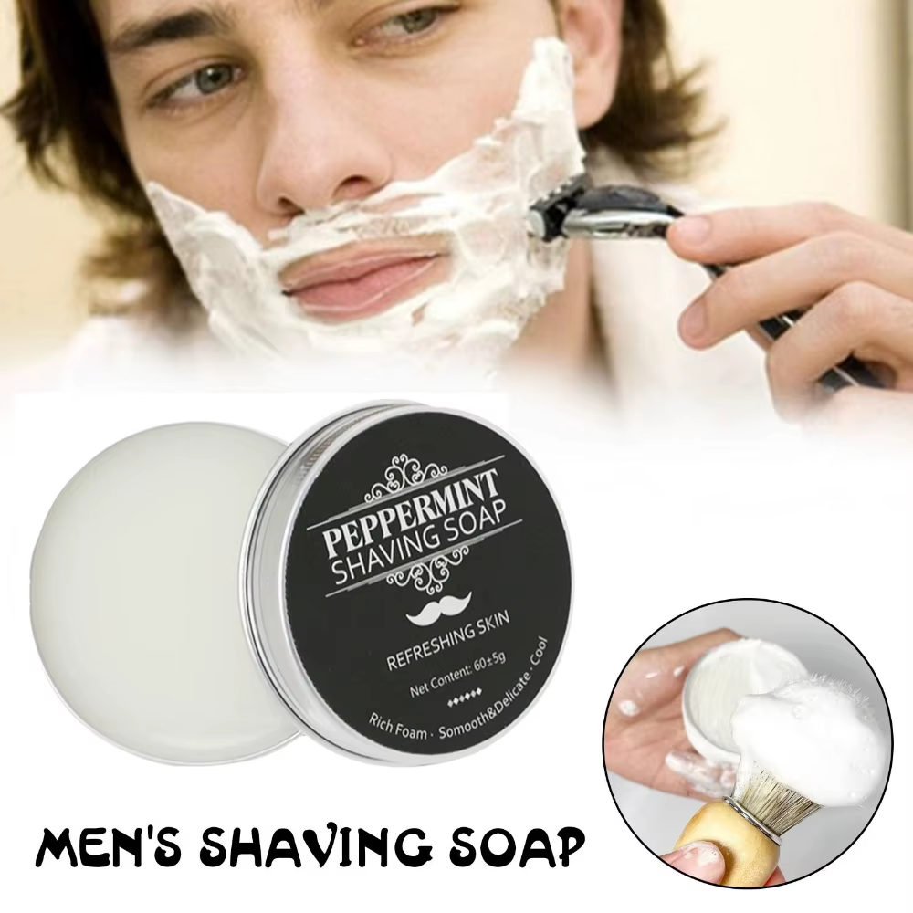 Savon de rasage pour barbe pour hommes, Texture lisse, fait à la main, barre Dense, garde le visage, crème de rasage en mousse biologique fraîche et propre pour hommes