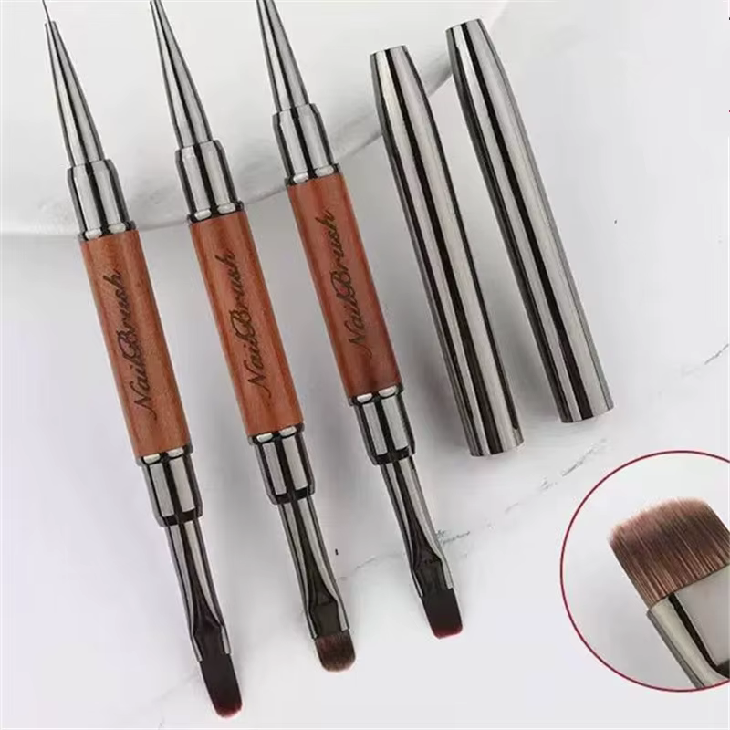 Ensemble de pinceaux à ongles en ébène avec couvercle