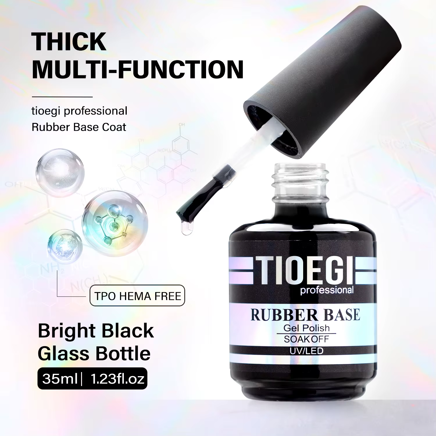 TIOEGI 35ML Gel de base en caoutchouc grande capacité avec pinceau