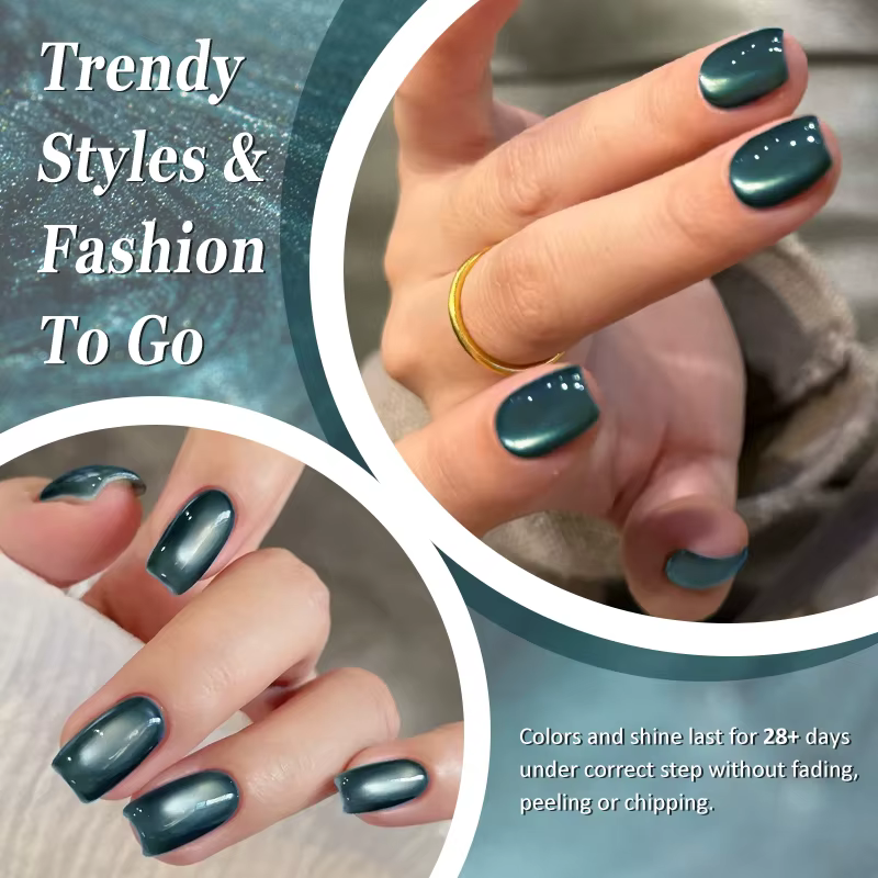 Vernis à ongles semi-permanent magnétique en gel UV/LED 8ml vert émeraude effet cristal pour salon de manucure DIY