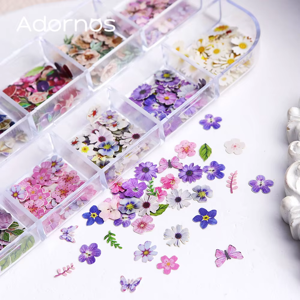 Diverses fleurs Nail Art décorations Rose marguerite Iris