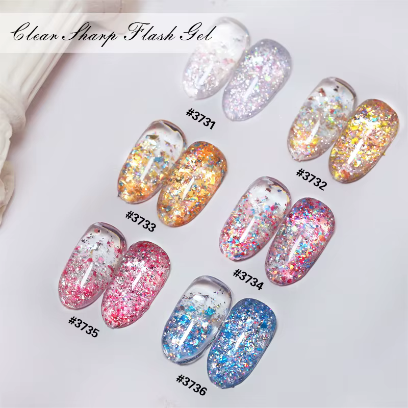 Ibdgel 15g Gel à ongles pailleté transparent, gel flash éclatant, vernis semi-permanent UV, gel pour nail art