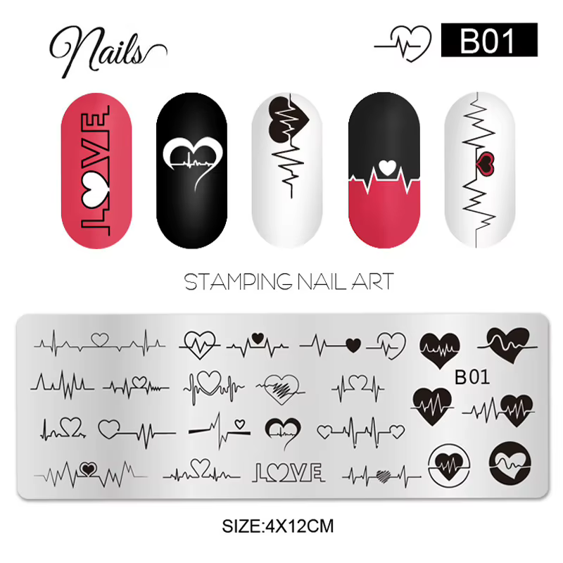 Plaques d'estampage d'ongles pour la saint-valentin