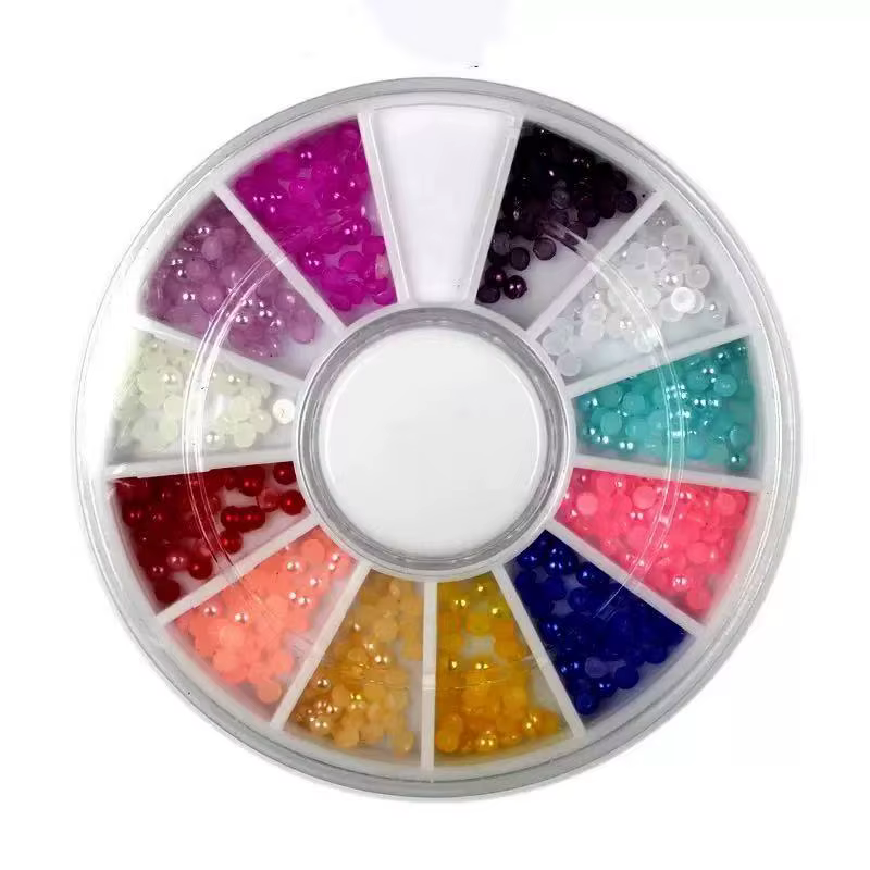 12 couleurs de décoration d'ongles en perles