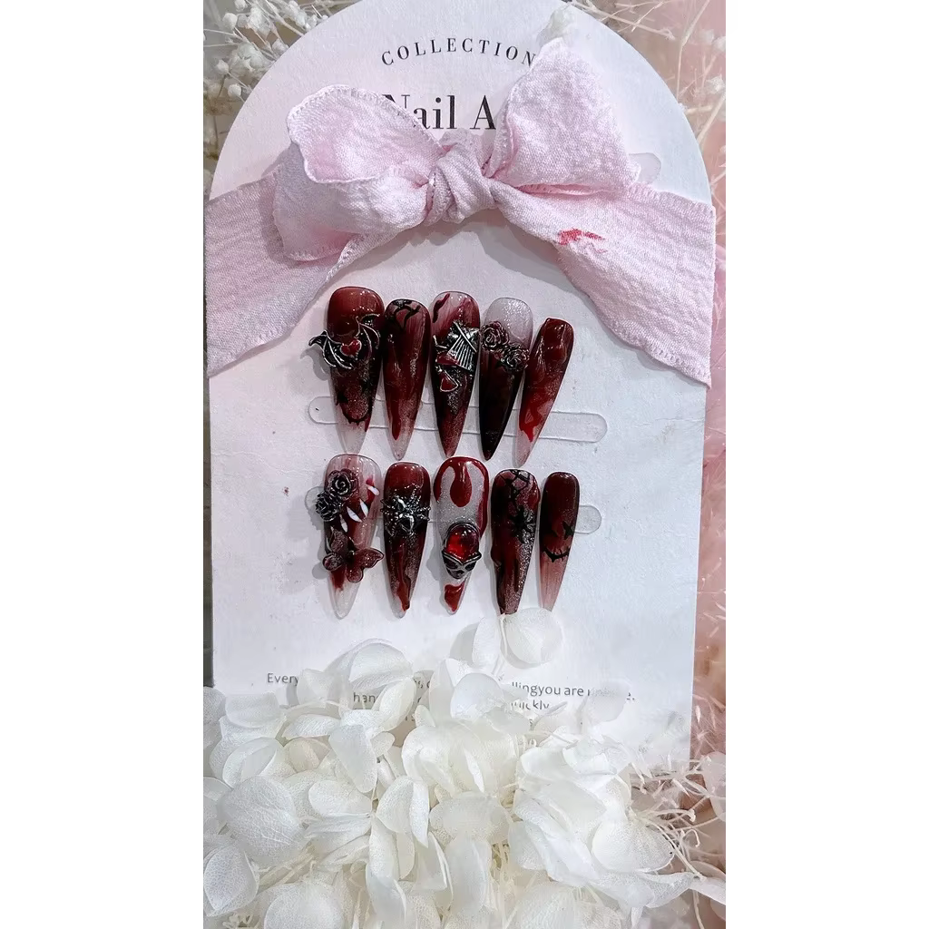 Faux ongles amovibles faits main pour événements d'Halloween