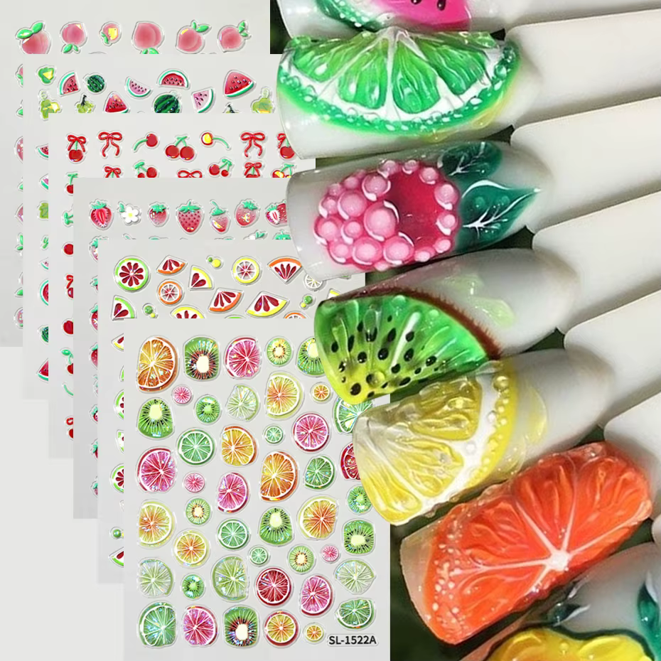 2 autocollants pour ongles en gelée aux fruits tropicaux