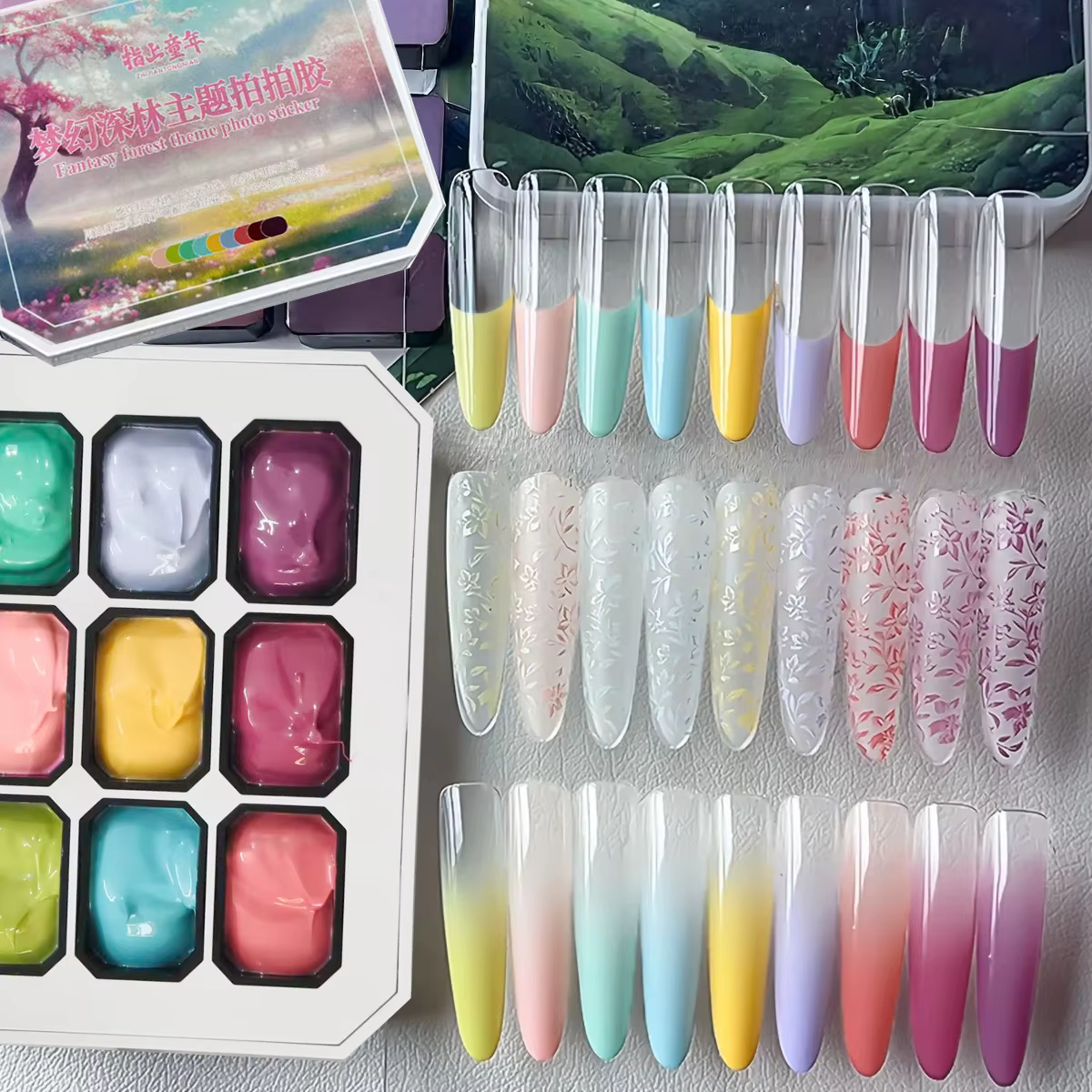 1pc 9 couleurs nouveau populaire tapotement gel dégradé rêve texture tremper UV & LED gel vernis à ongles art création salon de noël bricolage ins