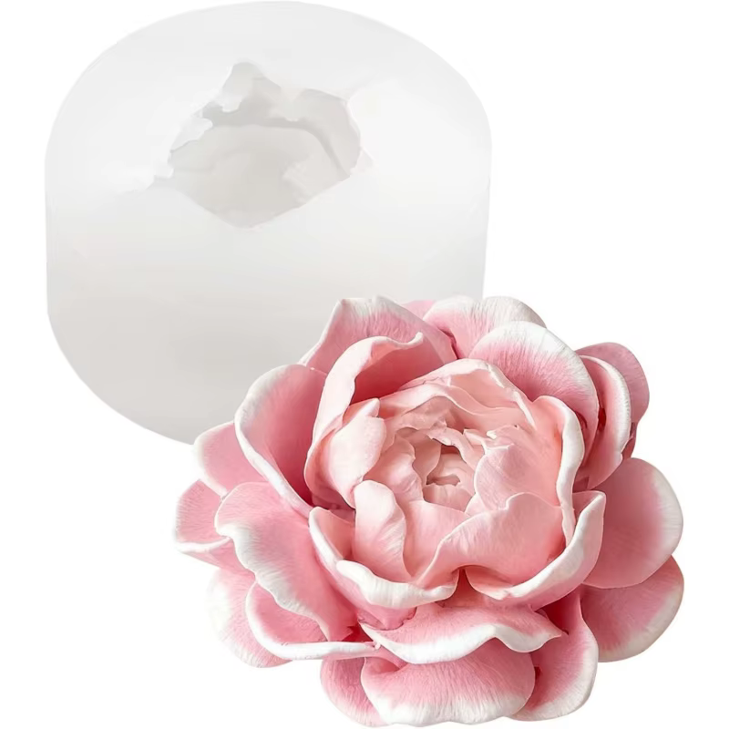 Moule en silicone pour bougie en forme de fleur de jasmin, moule en silicone à motif floral 3D, moule en silicone flexible et amovible.