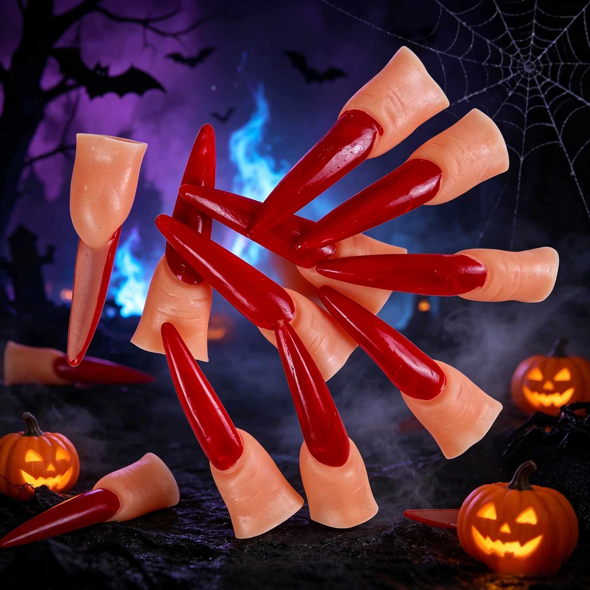 Faux ongles de sorcière, griffes d'ongles d'Halloween, ongles de mascarade, griffes de sorcière effrayantes pour cosplay DIY