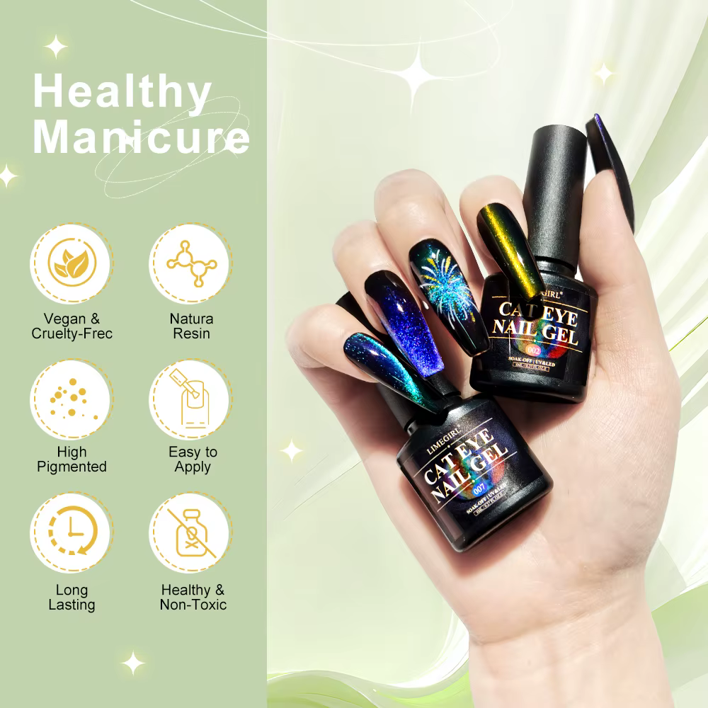 Ensemble de vernis à ongles magnétique œil de chat à paillettes arc-en-ciel