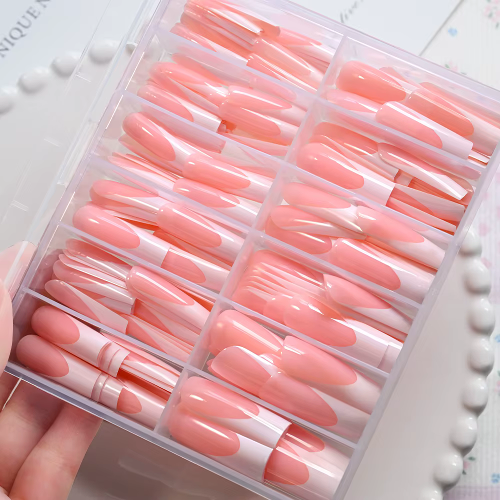 120/240 pièces de faux ongles longs forme ballerine à presser