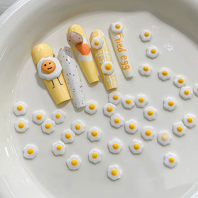 Mini œufs pochés 3D, décorations pour Nail Art