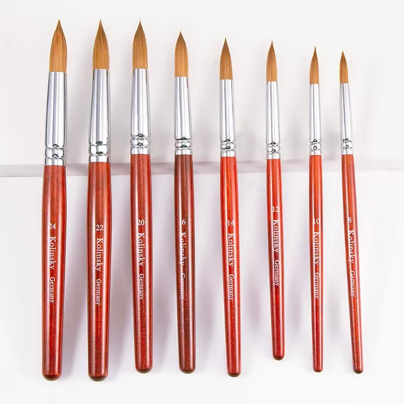 Kolinsky-Brosse à Ongles en Acrylique avec Manche en Bois