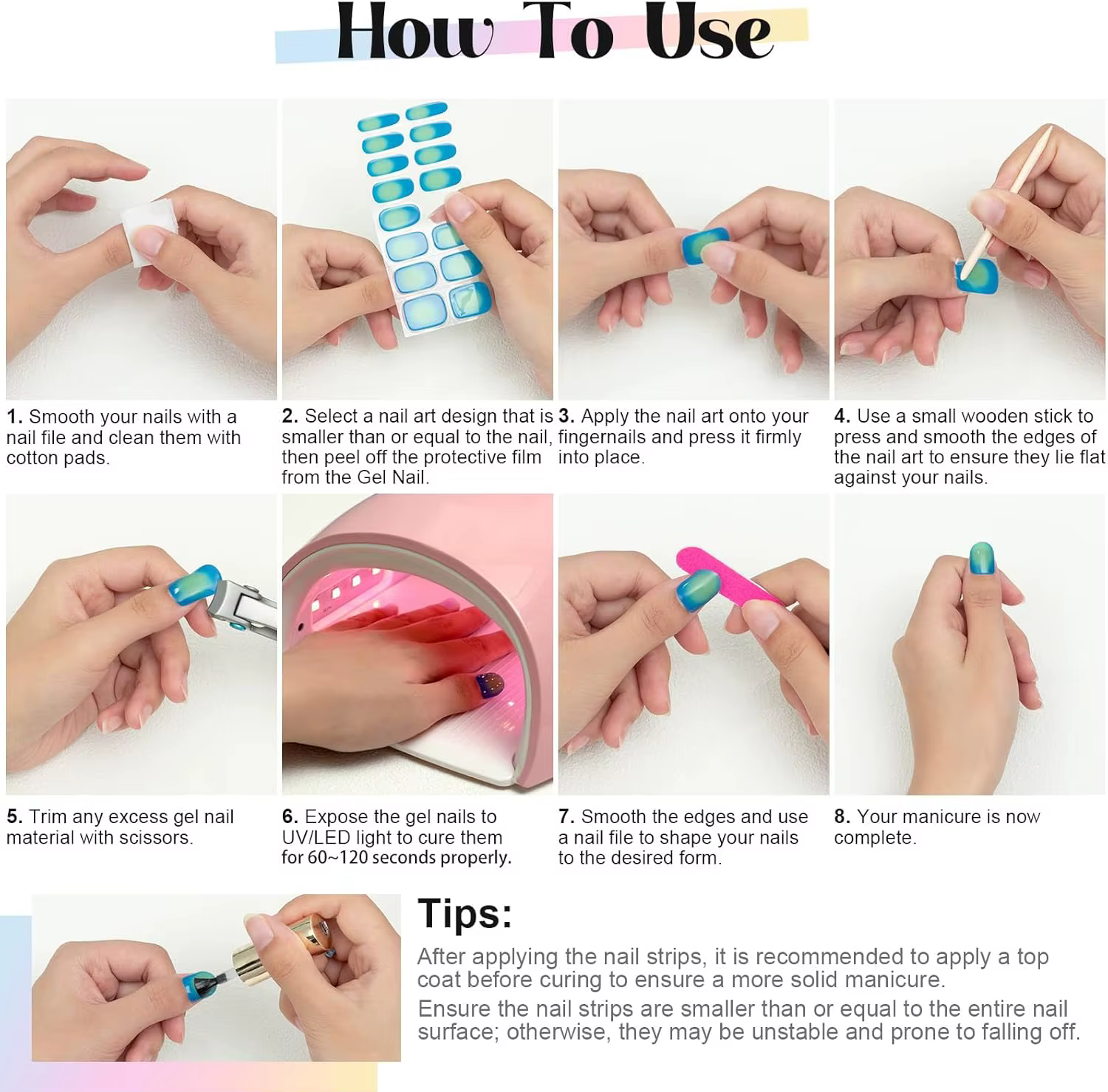 Autocollants pour ongles en Gel Semi-durci UV