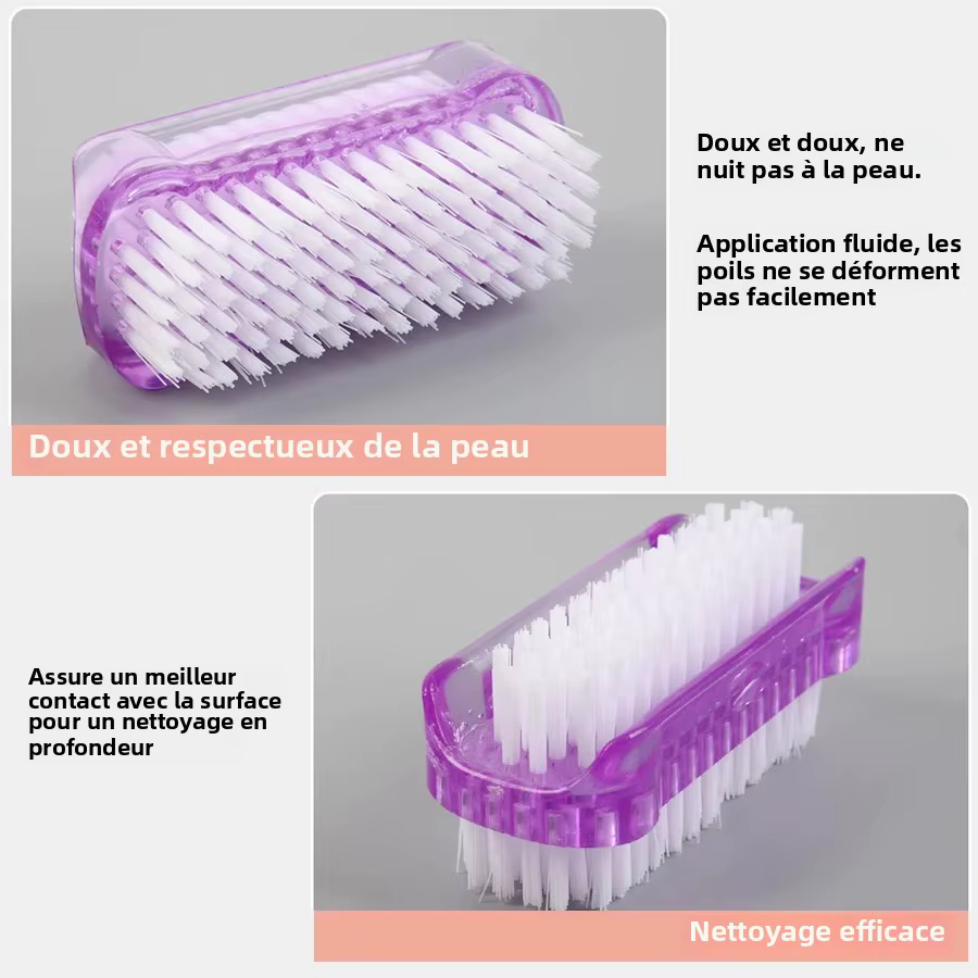 Brosse de nettoyage des ongles double face