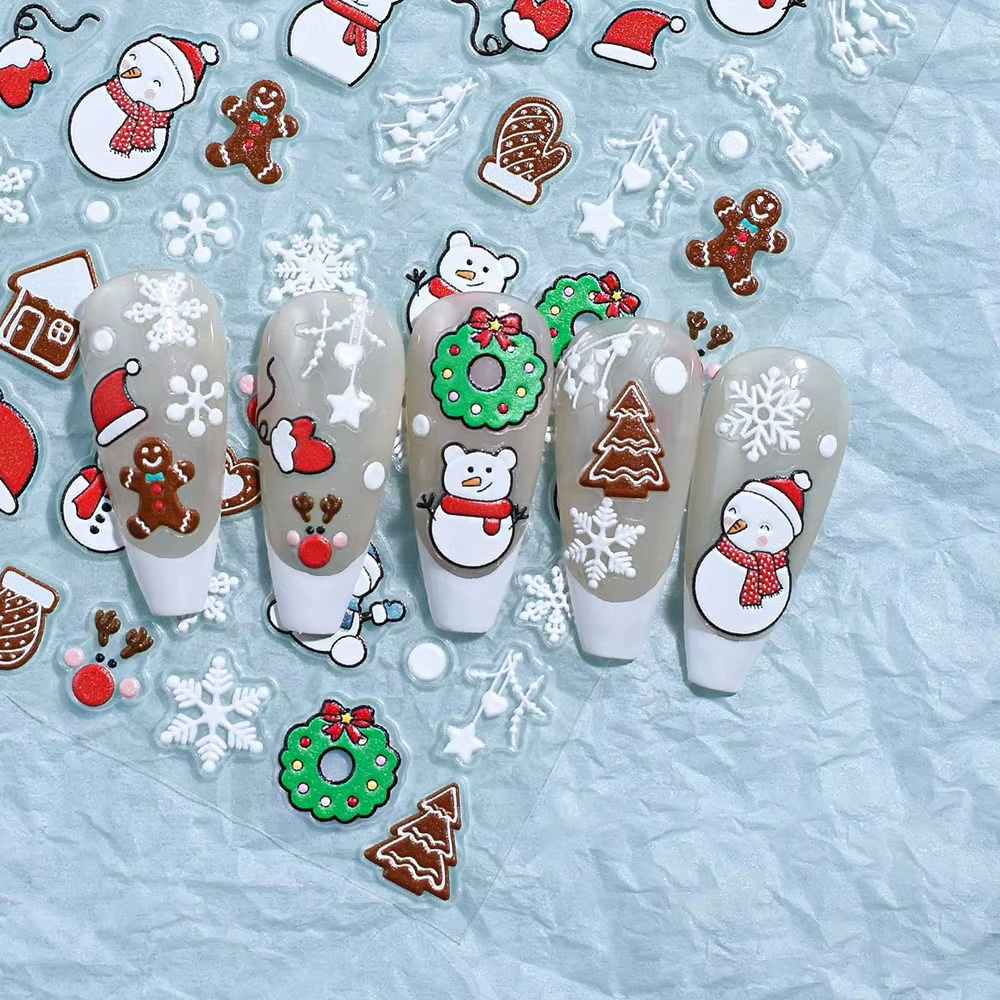Autocollants de manucure de noël mignons